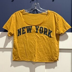 New York Graphic Women's wide neck lightweightMustard Cropped Top OS